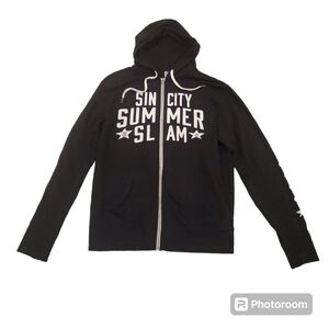 WWE Adult Sin City Summer Slam 2021 Black Full Zip‎ Up Hoodie Sweatshirt Large